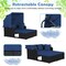 Costway Patio Rattan Daybed Lounge Retractable Top Canopy Side Tables Cushions